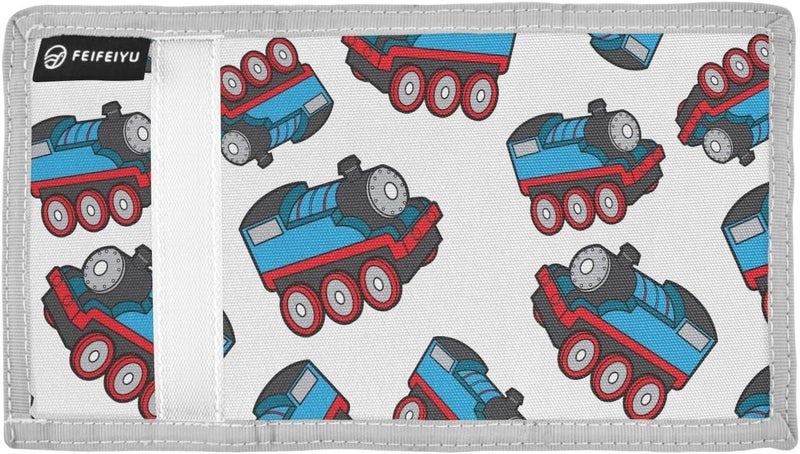 Krafig Cute Train Pattern Kids Wallets for Boys Girls, Toddler Trifold Wallet for Boys, Novelty Wallet for Childrens, Coin Case Card Pocket Money Organizer for Teens Youth Men Teenager - Image 2